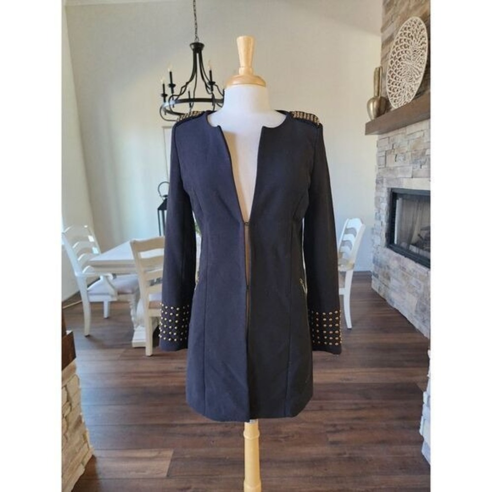 Lucy Paris Designer Black Studded Jacket Coat Size Small Retail $329‎